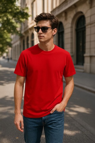 Erkek %100 Pamuk Basic T-shirt Çok Renkli
