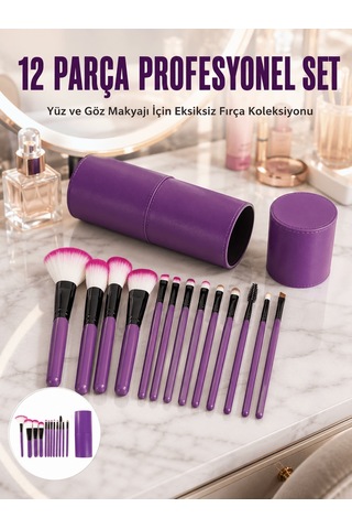 Makyaj Fırçası 12 Parça Set Yumuşak Uçlu Göz Makyajına Uygun Hafif Ve Taşınabilir Çanta 52934729
