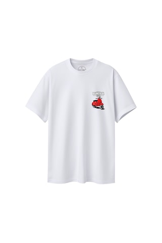 Velvoria Unisex Oversize Beautıful Ride Baskılı Beyaz Renk T-shirt