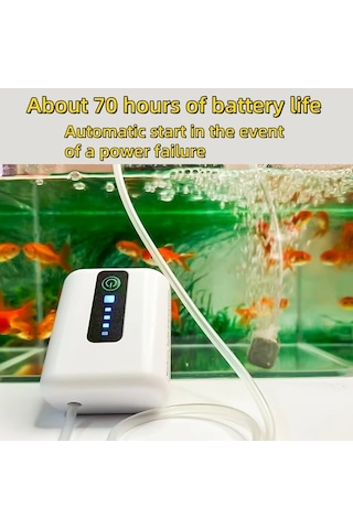 Elmpaly Usb Şarjlı Lityum Akülü Akvaryum Hava Pompası Sessiz Köpük Makinesi Taşınabilir Canlı Yem Üfleyici Balık Kovası Aile Akvaryumu Yüksek Oksijenli Balıklar Köpük Üretici