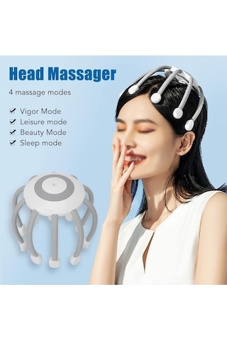 Tongxida Ahtapot Kafa Masajı Akıllı Çoklu Titreşim Gevşeme Uyku Tarama Masaj Cihazı, Çok Renkli Çok Renkli