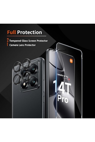 Xiaomi Mi 14t Pro Kamera Koruma Lens Koruyucu Cam + Ekran Cam Set