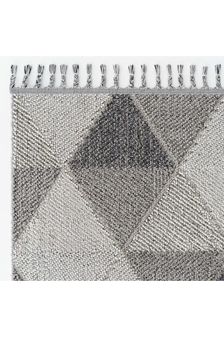 Cool Halı Bress 1401 Gri Hav Toz Vermez Hasır Dokulu Salon Mutfak Antre Bukle Örgü Modern Desen Halı