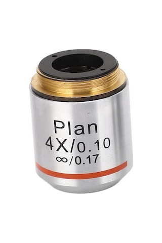 Mikroskop Objektifi 4x Infinity Plan Sonsuz Plan 4x/0.10 /0.17 Özel Kabında