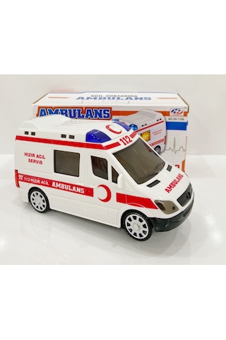 3D Işıklı Sesli Sirenli Pilli Oyuncak Ambulans Araba