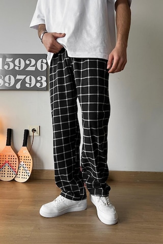 Flaw Beli Lastikli Ekose Desenli Pijama Siyah Siyah