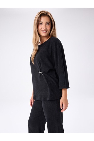 Faik Sönmez Beli Broş Detaylı 3/4 Kol Örme Tunik W27tnk012 Uw27tnk01210 Siyah