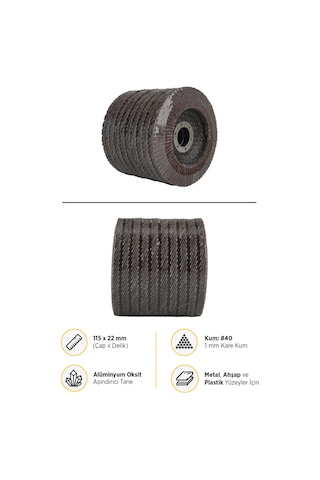 Rdf11540 Alüminyum Oksit Flap Disk 115 Mm - Kum: 40 - 10 Adet