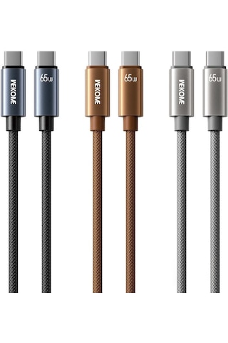 Wk Wdc-64 Pd65w Tip-c Tip-c Hızlı Şarj Veri Kablosu, Uzunluk: 1.2m Gri