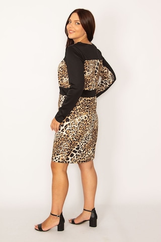 Şans Kadın Leo Leopar Desenli Önü Yarım Fermuarlı Elbise 65n34156-leo Leopar