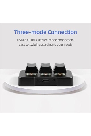 Mk321-pro 3 Tuşlu Özelleştirilmiş Klavye Mekanik Mavi Anahtarlı Usb+2.4g+bt Bağlantılı Ofis Oyun Multimedya Siyah