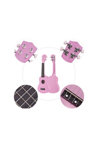 Ruicoo 21 İnç Akustik Soprano Ukulele, Tam Ahatlı Gökkuşağı Ağacı Gövde, Portatif Öğrenci Ve Başlangıçcılar İçin Aksesuarsız, Pembe