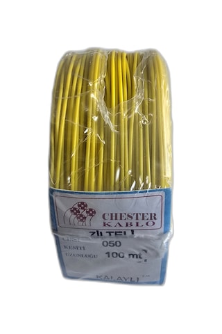 Tek Damarlı Kalaylı Tam Bakır Zil Teli Montaj Teli 0.50 Mm 100 Metre Sarı Zil Kablosu