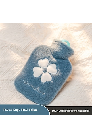 Peluş Su Dolu El Isıtıcı Çanta-mavi 500ml