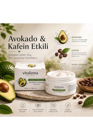Avokado & Kafein Göz Çevresi Bakım Kremi 50 Ml Nemlendirici & Kırışıklık Karşıtı