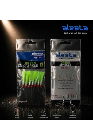 Alesta Green Sparkle Rıg X0244 7 Köstekli Hazır Takım 0.33mm No:10 İğne Çok Renkli