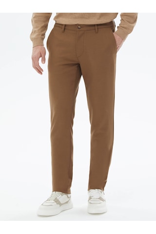 Kip Kahverengi Dokuma Slim Fit Casual Pantolon Kahverengi