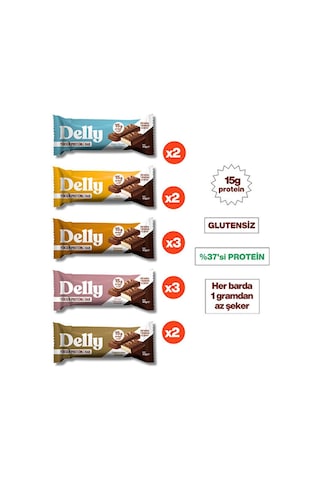 Delly Çikolata Kaplı Yüksek Proteinli Karışık Bar 12 x 40 G