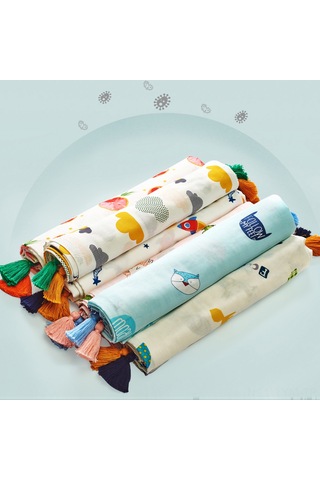 Geeksen Bebek Battaniyesi Yeni Doğan Sarma Örtüsü İki Katlı Bambü Lifli Pamuk Muslin 156x110cm Uzay Gemisi Desenli DiğER