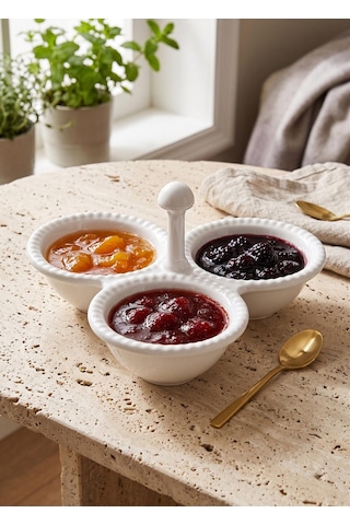 The Mia Grande Servis Tabağı Bölmeli Beyaz 24 Cm