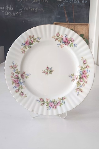 Moss Rose Bone China İngiliz Vintage Pasta Tabağı 21 Cm Pembegül