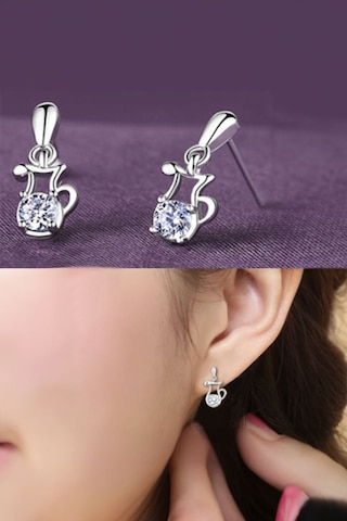 Chavin Zirkon Taşlı Kova Burç Kolye Küpe Seti Dt24x Gümüş