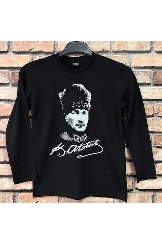 Atatürk 10 Kasım 100.yıl Cumhuriyet 1881 1938 Baskılı Siyah T-shirt Mustafa Kemal Çocuk Tişört 001
