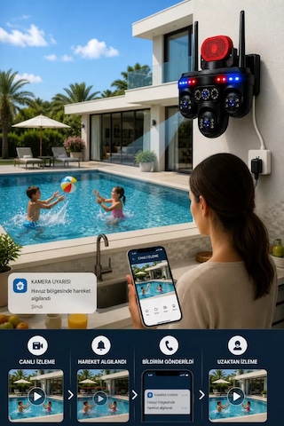 Mpıa Goro 4 Lens Wifi 3 Ptz 3 Kamera Motorlu +1 Kamera Sabit Ip66 Gece Görüş Akıllı Güvenlik Kamerası