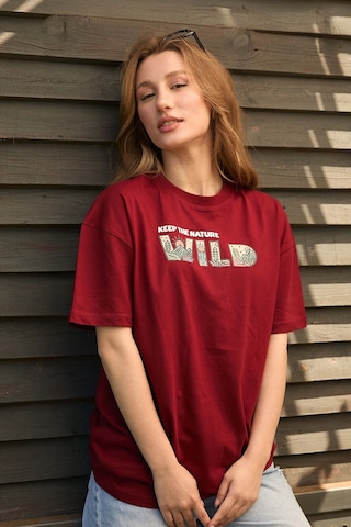 Velvoria Unisex Oversize Bordo Wild T-shirt