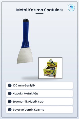 Yassı Keski Metal Kazıma Spatulası 100 Mm Kapaklı Plastik Saplı N