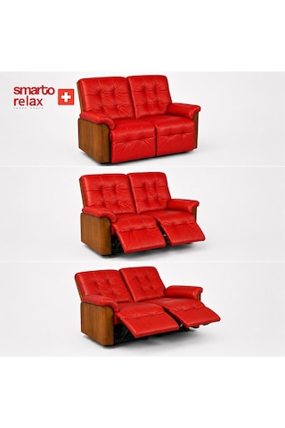 Smarto Relax Berlin İkili Yatar Ayak Uzatmalı Ergonomik Deri Tv Koltuğu Baba Koltuğu Kırmızı