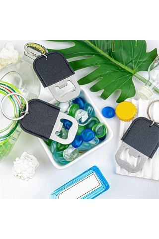 24 Paket Pu Şişe Açacağı Anahtarlık Paslanmaz Çelik Bira Açacakları Boşlukları Siyah