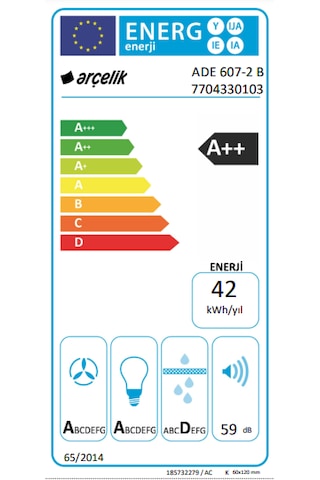 Arçelik ADE 607-2 B Ankastre Duvar Tipi Davlumbaz