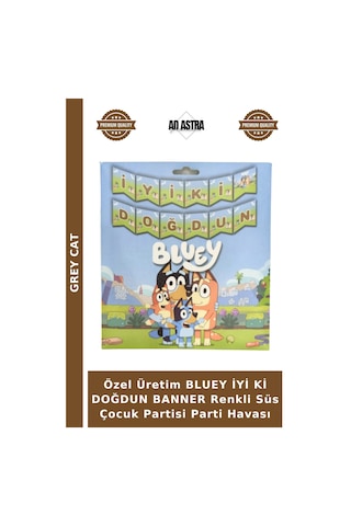 Özel Üretim Bluey İyi Ki Doğdun Banner Renkli Süs Çocuk Partisi Parti Havası Çok Renkli