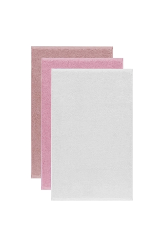 3 Lü Düz Renk El Yüz Havlu Seti %100 Pamuklu 50x90 Cm Gül-pembe-beyaz Çok Renkli