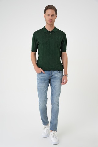 Efor Comfort Fit Polo Yaka Pamuklu Kısa Kol Casual Yeşil Triko Tişört Tr 880 Yeşil