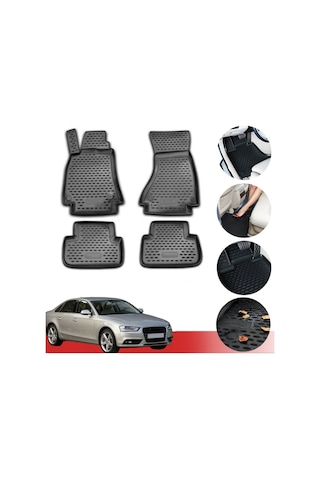 Element Audi A4 2008 2015 Arası 3D Havuzlu Paspas Siyah