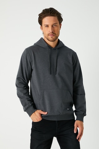 Mmetalic Erkek Antrasit Basic Kapüşonlu Regular Fit Normal Kesim 2 İplik Kumaş Günlük Sweatshirt Antrasit