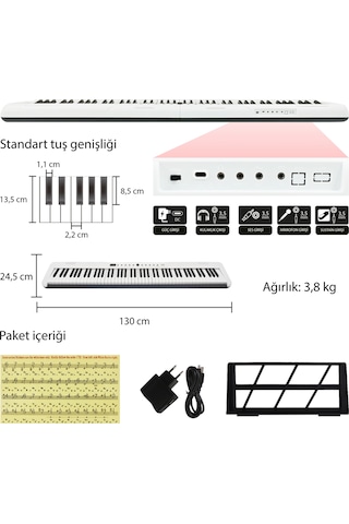 Jwin Jdp-3088 Tuş Hassasiyetli 88 Tuşlu Dijital Piyano - Beyaz