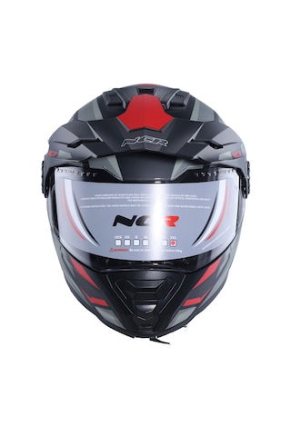 Ncr X-Cross Kırmızı Grafik Ece-22.06 Çene Açılır Kask Kırmızı Gri