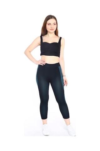 Escetic Kadın Spor Siyah Kısa Tayt, Yumuşak Kumaş-4303 - Xs/s