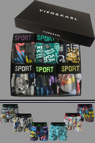 Erkek Desenli 6'Lı Premium Penye Kutu Pamuklu Likralı Boxer Çok Renkli