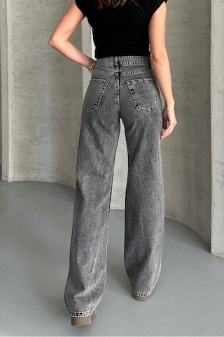 Palazzo Füme Yüksek Bel Jeans Füme