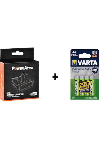 Power Xtra Px200 Şarj Cihazı Varta 2100 Mah Şarjlı Kalem Pil 4'Lü