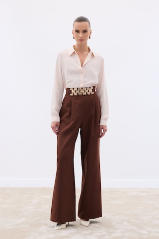 Sateen Kemerli Salaş Pantolon - Kahve-136531 Kahve