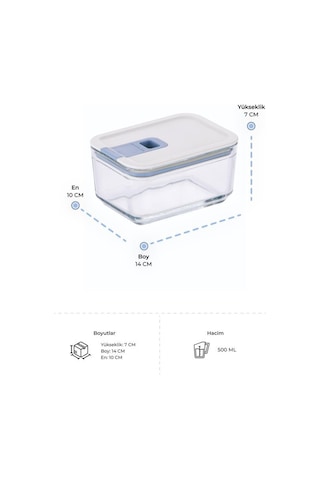 Neoflam Perfect Seal Dikdörtgen Cam Saklama Kabı Bej 500 ML Bej