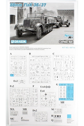 Dragon 6971 1/35 Ölçek, Sd.kfz.7 8 Ton Yarı Paletli Kamyon Geç Dönem Ve 8,8cm Flak 36/37 Top, Plastik Model Kiti-35449