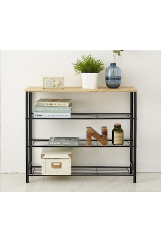 Retodesign Retohome 3 Katlı Çok Amaçlı Raf ve Ayakkabı Rafı Siyah - Atlantik Çam