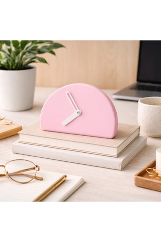 Modern Minimalist Yarım Daire Masa Saati - 5 Renk Seçeneği Pembe