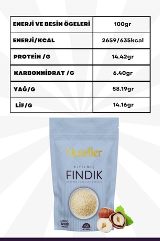 Nutelier Kavrulmuş Kıyılmış Pirinç Fındık 500 G